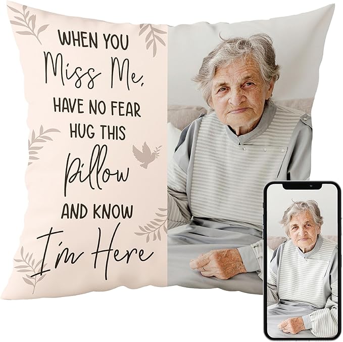 Custom Pillow - Sympathy Gift for Loss of Loved One - Personalized Memorial for Family or Friends - Throw Pillow Thinking of You - USA Family Made With Love - Multiple Sizes (16"x16")
