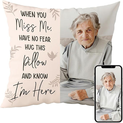 Custom Pillow - Sympathy Gift for Loss of Loved One - Personalized Memorial for Family or Friends - Throw Pillow Thinking of You - USA Family Made With Love - Multiple Sizes (16"x16")