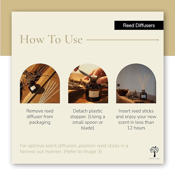 PRISTINE English Country Inn Reed Diffuser for Home | Fresh Blend of Strawberry, Vanilla, Musk Reed Diffuser Set, Oil & Reed Diffuser Sticks | Home & Office Decor | Fragrance