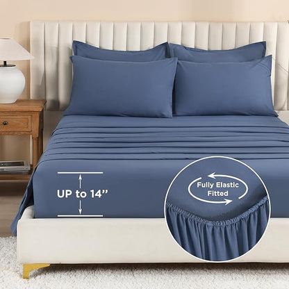 Litanika King Size Comforter Set Ocean Blue - 7 Pieces Bed in a Bag King Bedding Comforter Sets, Solid Lightweight Bed Set with Comforter, Sheets, Pillowcases & Shams