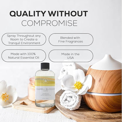 Aroma Country Blossoming Jasmine Diffuser Oil - Luxury Essential Oils for Diffuser Refill & Air Freshener Room Spray - Long-Lasting & Natural Home Fragrance, Scented Oil (8.5 Fl. oz)