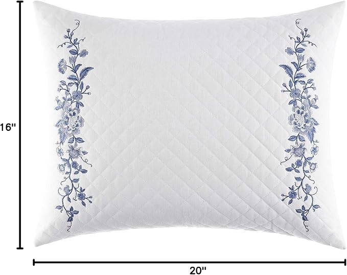 Laura Ashley - Ruffled Throw Pillow, Decorative Home Decor with Envelope Closure (Charlotte Blue, 16" x 20")