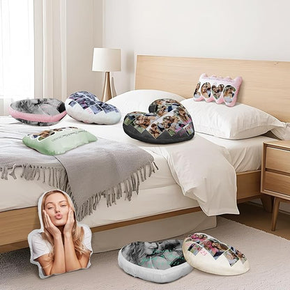 Custom Photo Pillow for Couple on Valentine's Day, Customized Gifts for Girlfriend, Personalized Romantic for Him Her, Picture Presents for Birthday (Pillow Insert Included)