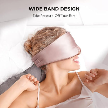 LitBear Silk Sleep Mask for Side Sleeper, Eye Mask Sleeping for Women Men 100% 22 Momme Pure Mulberry Silk, Face-Hugging Padded Eye Cover for Sleeping with Adjustable Band (Pink)