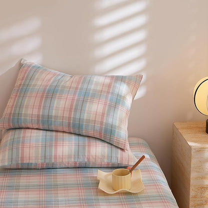 HighBuy Blue Gingham Comforter Set King Plaid Checkered Pattern Bedding Comforter Set 3 Pieces Grid Gingham Print Comforter Set 1 King Comforter with 2 Pillowcases Chic Modern Plaid Bedding