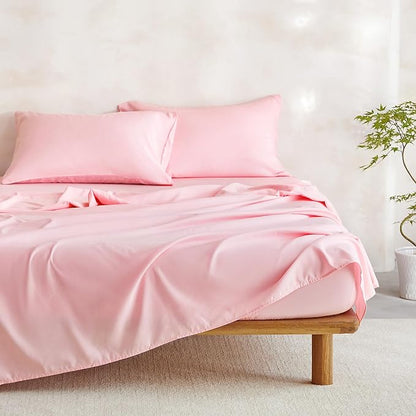 Wake In Cloud - Floral Comforter Set with Sheets, Cute Vintage Flower Cottagecore Aesthetic for Women Teen Girls, 7 Pieces Bed in a Bag, Pink, Queen Size