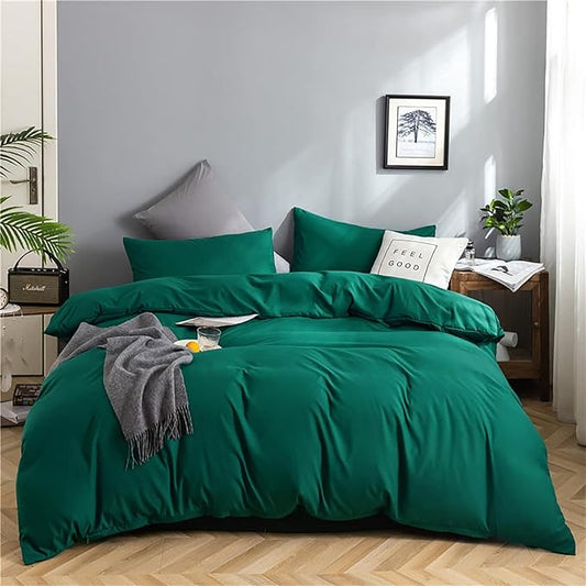 karever Emerald Green Comforter Set Cal King Dark Bedding Soft Lightweight Beddig Quilt Men Women Durable Blanket Solid Bed Set, King(104''* 96'')
