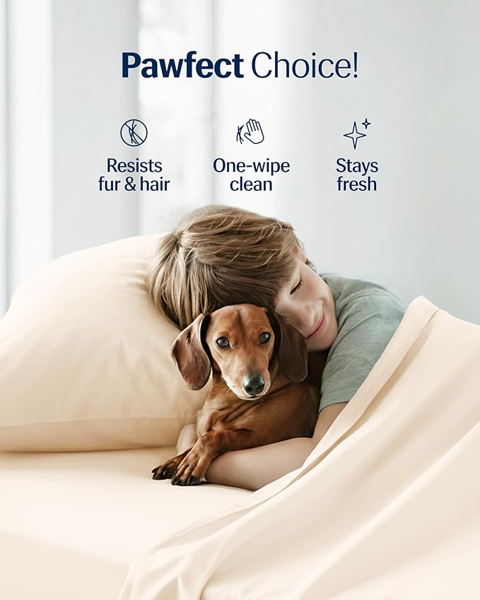 REST® Evercool®+ Cooling Sheet Set, Full Size, Snow Ivory, Breathable Bed Sheets for Hot Sleeper and Night Sweats, with Pillowcases, with Ionic+ Self-Cleaning Silver Yarn for Sensitive Skin, 4PCS