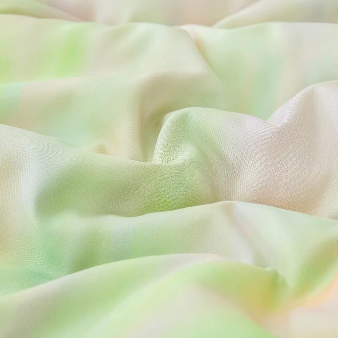 Rainbow Marble Comforter Sets,Texture in Rainbow Colors. Acrylic Painting with Bright Pink, Blue, Green and Yellow Colors.Decorative Bedding Comforter Sets with 2 Pillow Shams, Twin Size