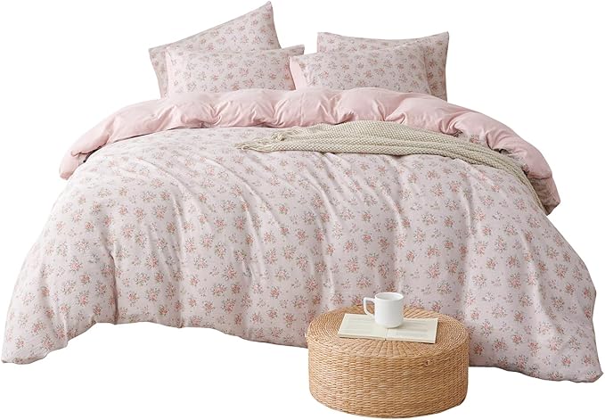Floral Queen Comforter Set 3 Pieces Soft Cute Floral Bedding Comforter Lightweight Garden Style Queen Floral Botanical Comforter Set for All Seasons 1 Comforter and 2 Pillowcases