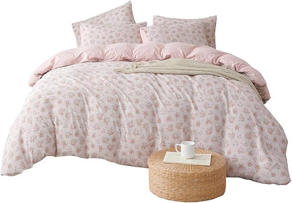 Floral Queen Comforter Set 3 Pieces Soft Cute Floral Bedding Comforter Lightweight Garden Style Queen Floral Botanical Comforter Set for All Seasons 1 Comforter and 2 Pillowcases
