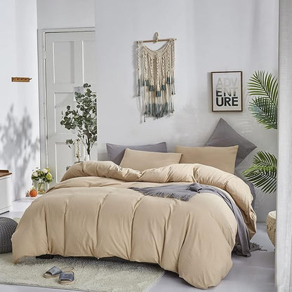 KAREVER Champagne Comforter Set Cal King Bedding Set Lightweight Women Soft Blanket 3 PCs Durable Light Khaki Colored Comforter Set Cal King