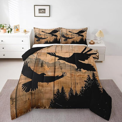 Feelyou Eagle Print Comforter Set Toddler for Girls Women Teens Adult,Kids Boys Hawk Wildlife Hunting Theme Bedding Set, Western Farmhouse Comforter Soft Quilt Set, with 1 Pillowcase 2Pcs Bedding