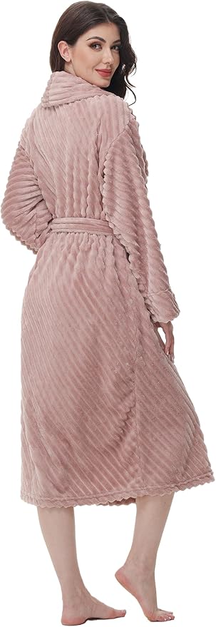 Yurhap Premium Robes for Women - Super Soft Cozy Fleece Womens Robe Plush Long Bathrobe