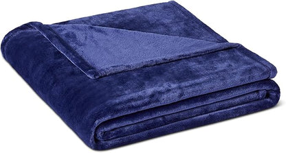 Basics Throw Blanket, Ultra-Soft Flannel Fleece Blanket, Lightweight Cozy for Couch Sofa Bedroom, Fade-Resistant Fabric, 50 x 60 Inches, Navy