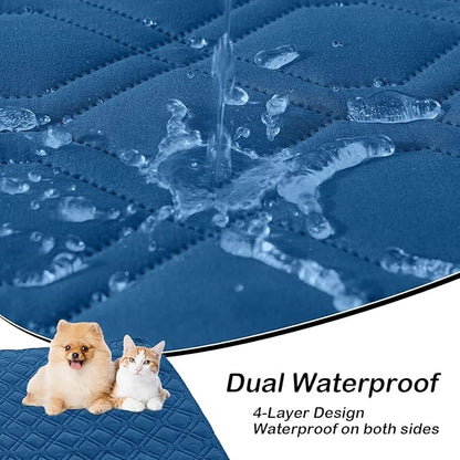 hyha Waterproof Dog Bed Blanket, Soft Pet Blankets, Waterproof Couch Cover for Dogs, Reversible Sofa Covers Washable for Furniture (40x70 Inch, Navy Blue/Blue)