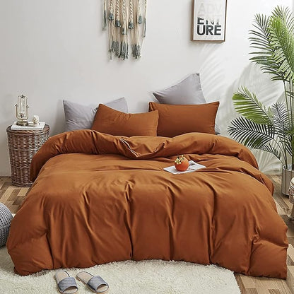 Wellboo Pumpkin Color Comforter Sets Full Size Solid Rust Bedding Comforters Burnt Orange Soft Quilts Cotton Women Girls Rust Caramel Blankets Modern Reddish Orange Bed Comforter Brown Terracotta Bed