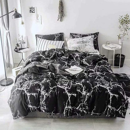 CLOTHKNOW Black White Full Size Comforter Sets 3Pcs Marble Bedding Comforter Sets Soft All Season Black Comforters with 2 x Pillow Cases