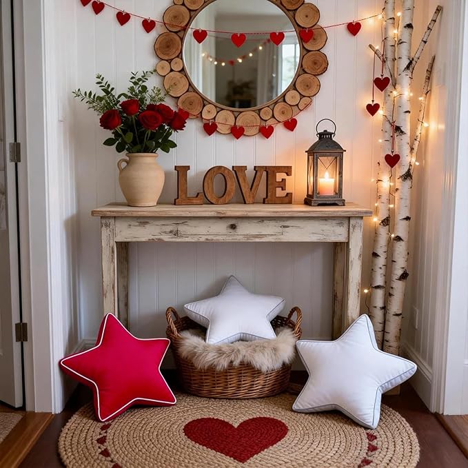 Star Pillow - White Pillows Decorative Throw Pillow Accent Cushion for Couch Bed Living Room White