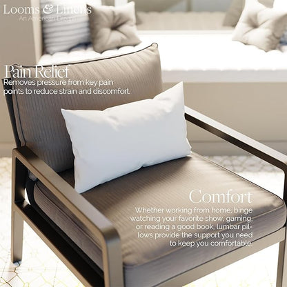 Looms & Linens Lumbar Throw Pillow Insert for 16x20 Rectangle Pillow Inserts - Hypoallergenic Cushion Filler for Boudoir Pillow Insert - Set of 2 Throw Pillows for Couch