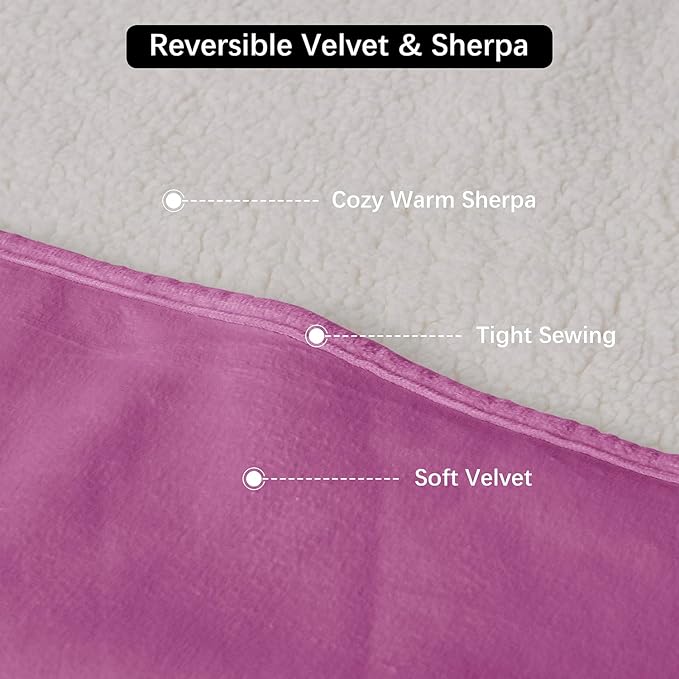 Waterproof Dog Blankets for Large Dogs, Washable Pet Blanket for Indoor Cats, Plush Sherpa Puppy Throw Furniture Protector for Bed Couch Sofa(40"x50",L,Purple)