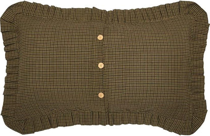 VHC Brands Tea Cabin Rustic King Sham Green Patchwork Cotton Hand Quilted Rectangle Bedroom Decor