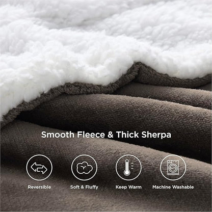 Bedsure GentleSoft Sherpa Fleece Throw Blanket Twin Size for Couch - Thick and Warm Throw for Women and Men, Soft Fuzzy Plush Twin Blanket for Winter, Non-Heated, Brown, 60x80 Inches
