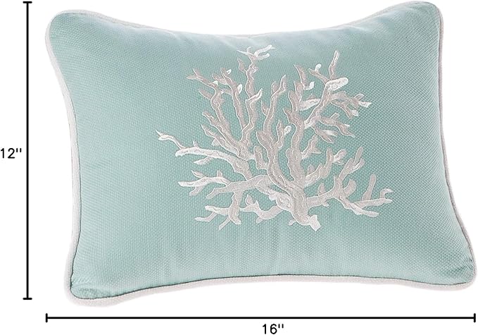 Harbor House Modern Design Decorative Pillow Hypoallergenic Sofa Cushion Lumbar, Back Support, Oblong 12" x 16", Coastline, Cotton Blue