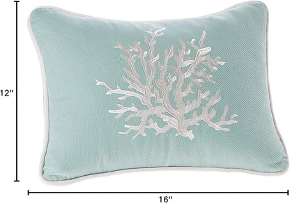 Harbor House Modern Design Decorative Pillow Hypoallergenic Sofa Cushion Lumbar, Back Support, Oblong 12" x 16", Coastline, Cotton Blue