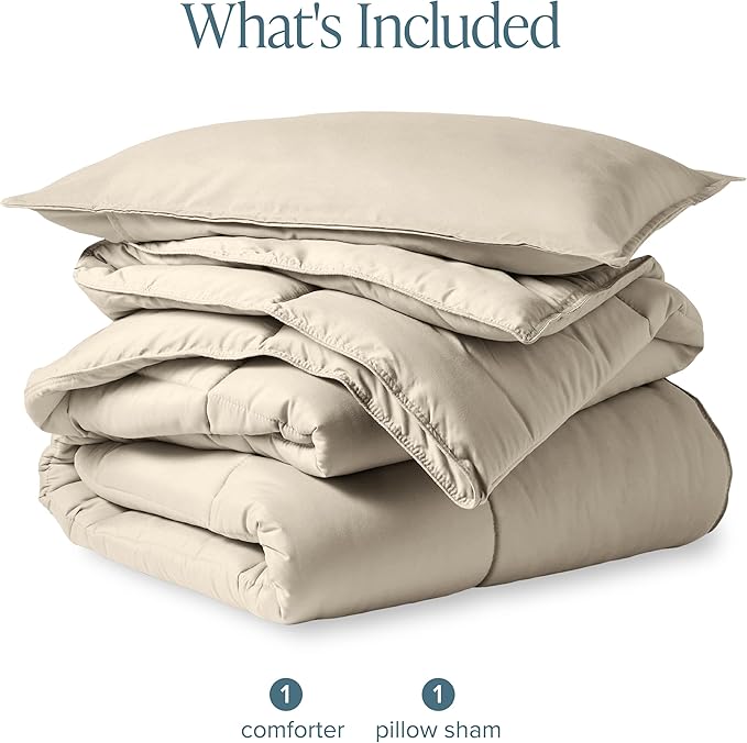 Bare Home Comforter Set - Twin/Twin Extra Long Size - Ultra-Soft - Goose Down Alternative - Premium 1800 Series - All Season Warmth (Sand)