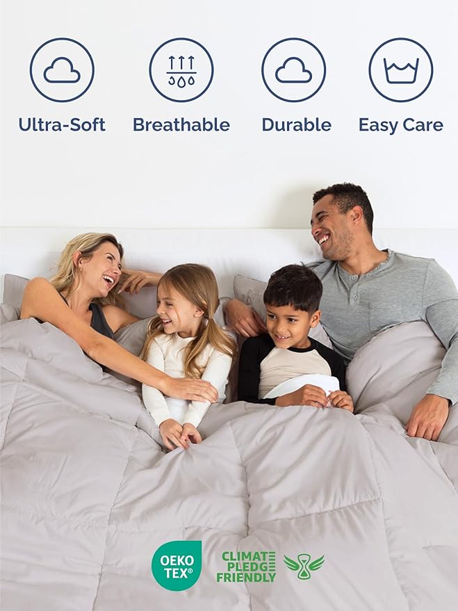 King Comforter Set - 5 Piece Bed in a Bag King Size Bed Set - Down Alternative Comforter, Flat Sheet, Fitted Sheet, Pillowcase & Shams for All Seasons - Ultra Soft, Comfy and Breathable - Light Grey