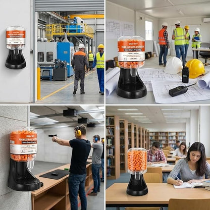 Ear Plugs Dispenser,with 500Pcs Refillable SNR 38dB(NRR 33dB) Noise Foam Earplugs,Wall-Mounted,Hearing Protection for Shooting,Construction Site,Work,Orange