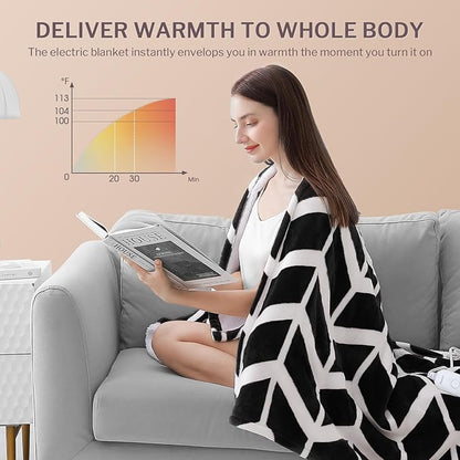 VENTIMI Electric Blanket Heated Throw, 50" x 60" Heated Blanket with 5 Heat Levels & 3 Hours Auto Off, Fast Heating Blankets with ETL & FCC Certification, Black