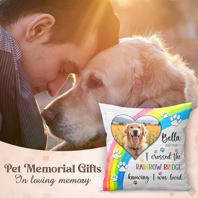 Custom Pet Memorial Throw Pillow (Insert Included), Photo Pillow, Pet Loss Gifts Sympathy Gifts For Pet, Pet Memorial Pillow Cover, Pillow Pet Dog, Dog Memorial Gifts For Loss Of Dog, Square Pillows