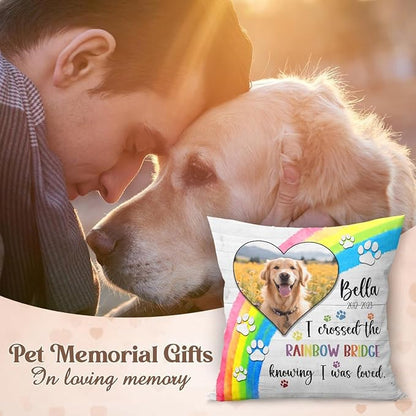 Custom Pet Memorial Throw Pillow (Insert Included), Photo Pillow, Pet Loss Gifts Sympathy Gifts For Pet, Pet Memorial Pillow Cover, Pillow Pet Dog, Dog Memorial Gifts For Loss Of Dog, Square Pillows
