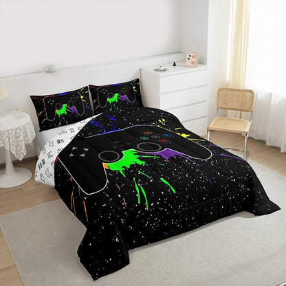 Erosebridal Twin Bedding Set,Gaming Comforter Sets for Boys Gamer Bedding Sets for Boys,Toddler Bedding Gaming Bed Kids Comforter Sets,Watercolor
