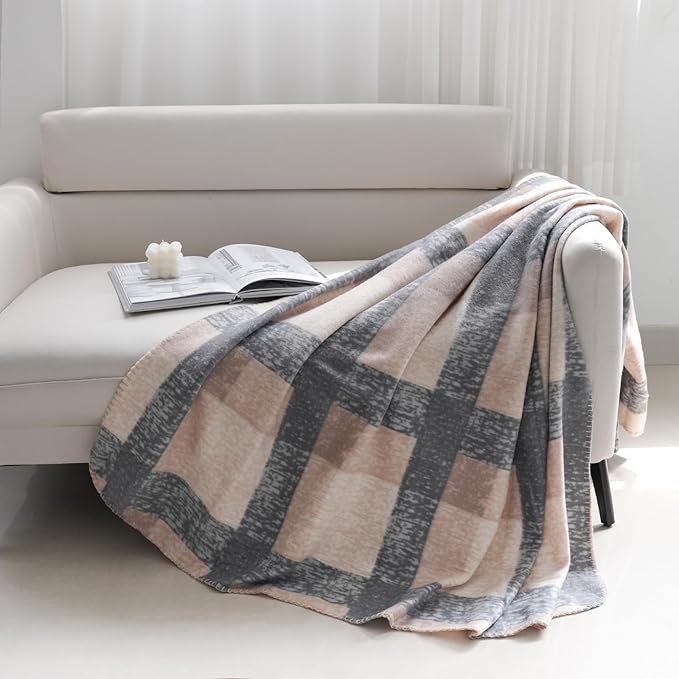 ZYFZCYBL Fleece Throw Blanket Blankets Bulk 6 Pack Soft Lightweight for Cozy Polar Fleece 50 x 60 Solid Pet-Friendly Colorful Bed Sofa Couch Fleece Fabric Travel Wedding Gift（Brown and Grey）