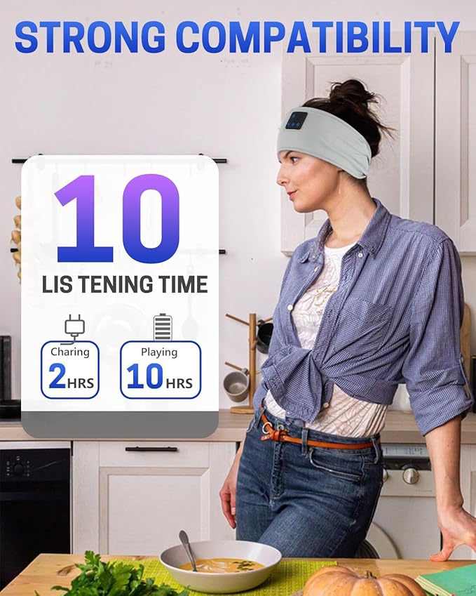 GNEGNI Sleep Headphones Bluetooth 5.4 Headband Wireless Ultra-Thin HD Stereo Speakers Headband Earphone, Unique Gifts for Women Men Sports Workout Yoga Travel Meditation