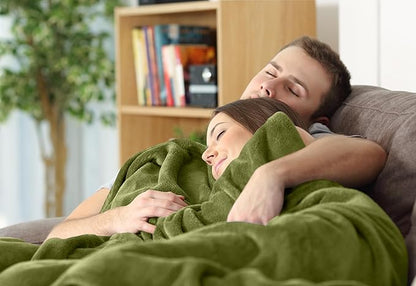Utopia Bedding Fleece Blanket Queen Size Olive 300GSM Luxury Fuzzy Soft Anti-Static Microfiber Bed Blanket (90x90 Inch)