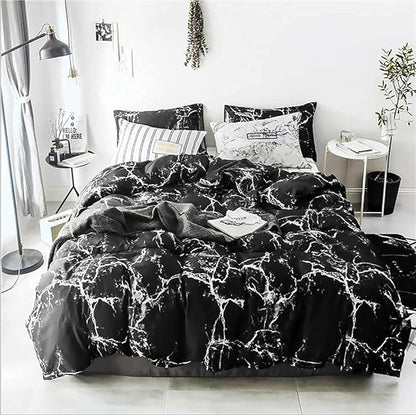Karever Black Marble Comforter Set - King Size, Lightweight, Soft, Breathable, Durable Bedding Set for Women & Men