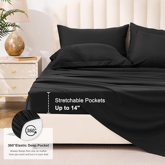Love's cabin Twin XL Comforter Set Ash Black, 5 Pieces Twin XL Bed in a Bag, All Season Bedding Sets with 1 Comforter, 1 Flat Sheet, 1 Fitted Sheet, 1 Pillowcase and 1 Pillow Sham