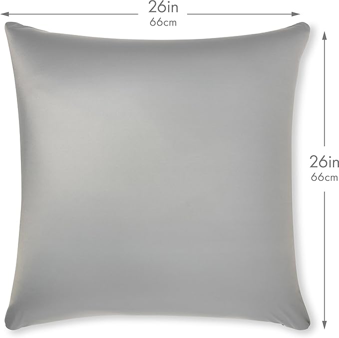 PILLOWY 26"x26" Throw Pillowcases (Cover Only) - 85/15 Nylon, Spandex - Luxurious, Silky, Stretchy & Soft - 1Pcs Solid Color - A Perfect Choice for Couch Chairs Sofa Bed Adult/Kids Bedroom, Light Grey