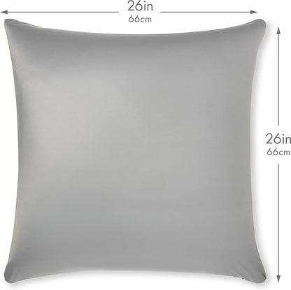PILLOWY 26"x26" Throw Pillowcases (Cover Only) - 85/15 Nylon, Spandex - Luxurious, Silky, Stretchy & Soft - 1Pcs Solid Color - A Perfect Choice for Couch Chairs Sofa Bed Adult/Kids Bedroom, Light Grey