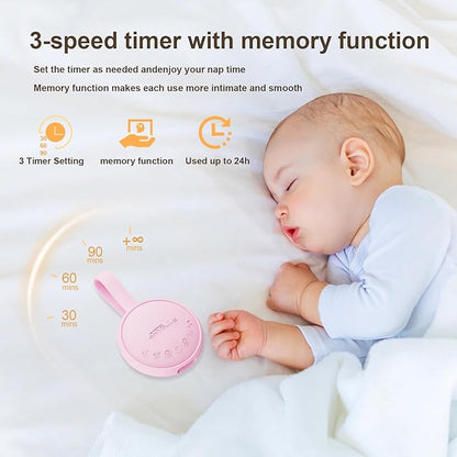 White Noise Sound Machine for Sleeping Adults & Baby, Portable Noise Machine with 24 Soothing Sounds, Bluetooth 5.1, Battery Powered, 3 Timer Settings, Memory Function for Home, Office, Travel (Pink)