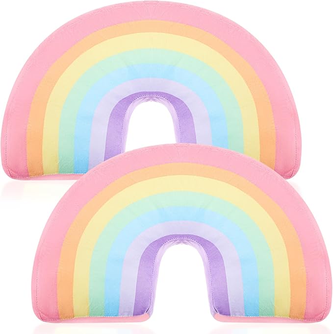 Chunful Rainbow Pillow for Girls Kids 13.8 x 8.7 x 4 Inch Plush Cute Rainbow Throw Pillow Arch Shaped Cushion Stuffed Decoration for Bed Chair Room Home Decor Easter Day(Macaron Colors,2 Pcs)