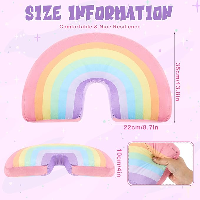 Chunful Rainbow Pillow for Girls Kids 13.8 x 8.7 x 4 Inch Plush Cute Rainbow Throw Pillow Arch Shaped Cushion Stuffed Decoration for Bed Chair Room Home Decor Easter Day(Macaron Colors,1 Pcs)