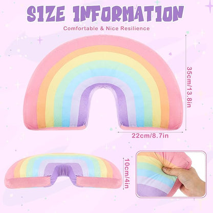 Chunful Rainbow Pillow for Girls Kids 13.8 x 8.7 x 4 Inch Plush Cute Rainbow Throw Pillow Arch Shaped Cushion Stuffed Decoration for Bed Chair Room Home Decor Easter Day(Macaron Colors,1 Pcs)
