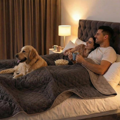 Waterproof Dog Blanket, Couch Cover for Dogs Washable, Reversible Dog Bed Cover, Couch Furniture Protector. (Dark＆Light Brown, 52 X 82 Inch - 1 Pack)