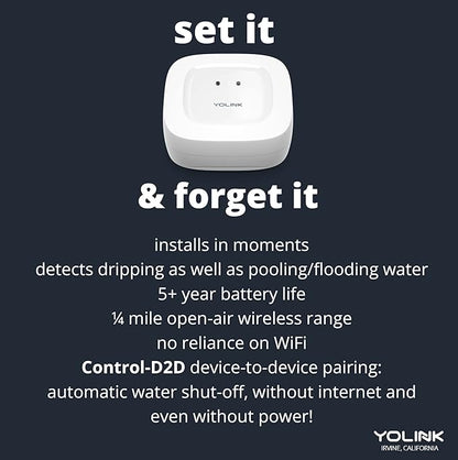 YoLink Water Leak Detection Starter Kit, w/SpeakerHub Audio/Talking Hub & Water Leak Sensor 1, LoRa Up to 1/4 Mile Open-Air Range, SMS/Text, Email & Push Notifications, w/Alexa, IFTTT, Home Assistant