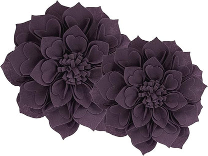Fennco Styles Handmade 3D Heart-Shaped Petals Flower Decorative Filled Throw Pillow 13" Round - Violet Floral Pillow for Couch, Home Décor and Holiday, Housewarming Gift